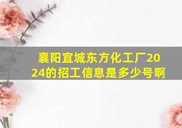 襄阳宜城东方化工厂2024的招工信息是多少号啊