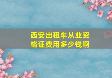 西安出租车从业资格证费用多少钱啊