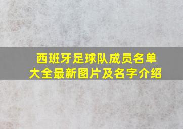 西班牙足球队成员名单大全最新图片及名字介绍