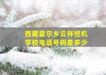 西藏霍尔乡云祥挖机学校电话号码是多少