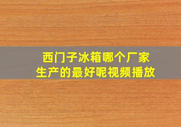 西门子冰箱哪个厂家生产的最好呢视频播放