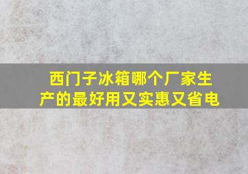 西门子冰箱哪个厂家生产的最好用又实惠又省电