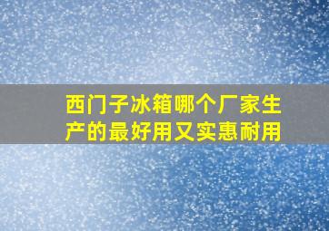 西门子冰箱哪个厂家生产的最好用又实惠耐用