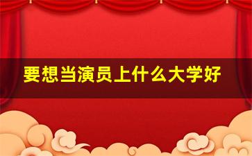 要想当演员上什么大学好