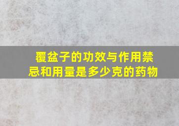 覆盆子的功效与作用禁忌和用量是多少克的药物