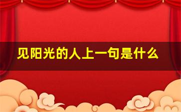 见阳光的人上一句是什么