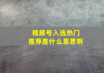 视频号入选热门推荐是什么意思啊