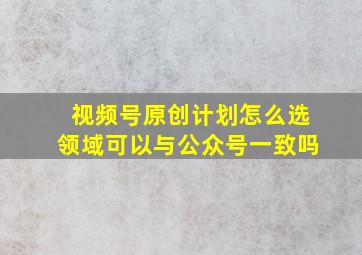 视频号原创计划怎么选领域可以与公众号一致吗