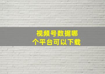 视频号数据哪个平台可以下载