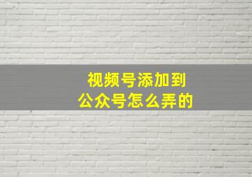 视频号添加到公众号怎么弄的