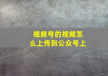 视频号的视频怎么上传到公众号上