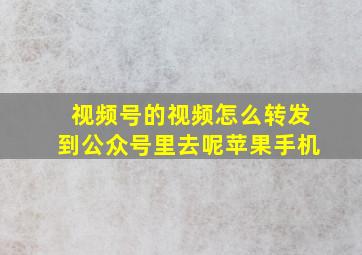 视频号的视频怎么转发到公众号里去呢苹果手机