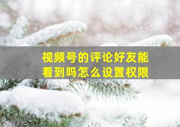 视频号的评论好友能看到吗怎么设置权限