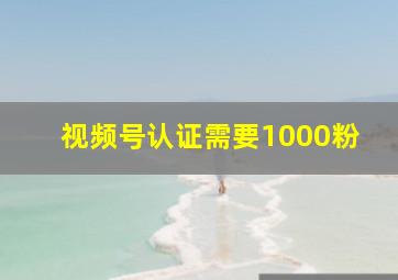 视频号认证需要1000粉