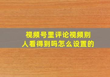 视频号里评论视频别人看得到吗怎么设置的