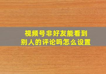 视频号非好友能看到别人的评论吗怎么设置