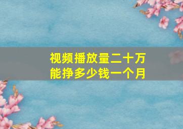 视频播放量二十万能挣多少钱一个月