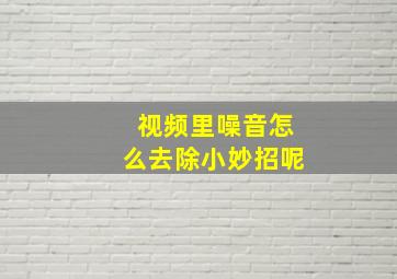 视频里噪音怎么去除小妙招呢