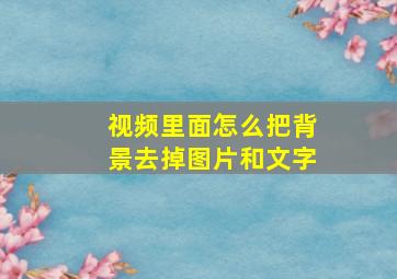 视频里面怎么把背景去掉图片和文字