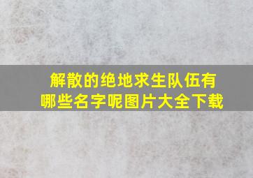 解散的绝地求生队伍有哪些名字呢图片大全下载