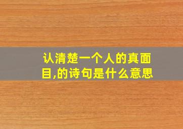 认清楚一个人的真面目,的诗句是什么意思