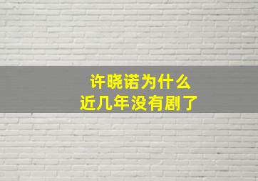 许晓诺为什么近几年没有剧了