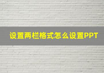 设置两栏格式怎么设置PPT