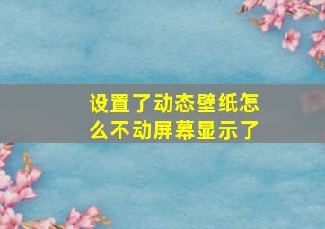 设置了动态壁纸怎么不动屏幕显示了