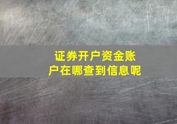 证券开户资金账户在哪查到信息呢