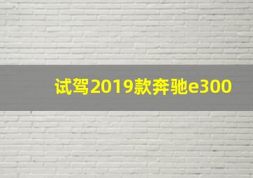 试驾2019款奔驰e300