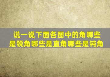 说一说下面各图中的角哪些是锐角哪些是直角哪些是钝角