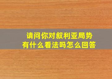 请问你对叙利亚局势有什么看法吗怎么回答