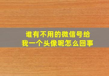 谁有不用的微信号给我一个头像呢怎么回事