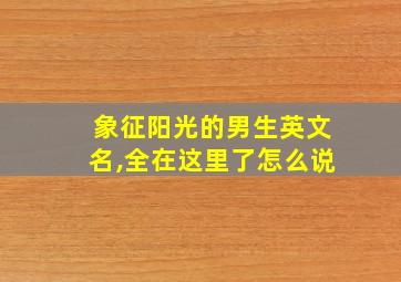 象征阳光的男生英文名,全在这里了怎么说