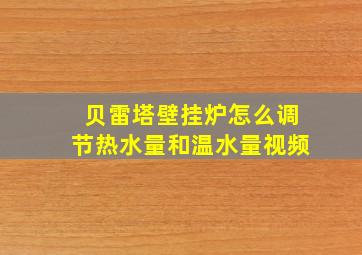 贝雷塔壁挂炉怎么调节热水量和温水量视频