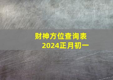 财神方位查询表2024正月初一