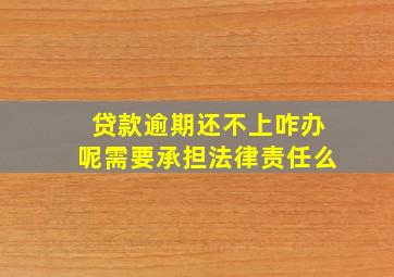 贷款逾期还不上咋办呢需要承担法律责任么