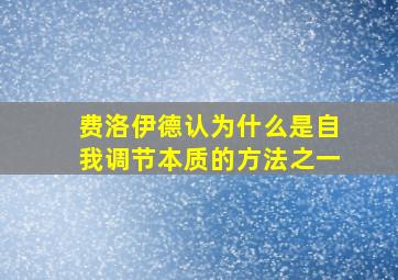 费洛伊德认为什么是自我调节本质的方法之一