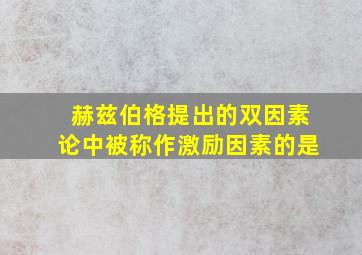 赫兹伯格提出的双因素论中被称作激励因素的是