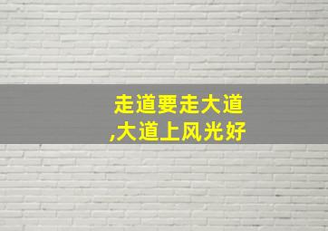 走道要走大道,大道上风光好