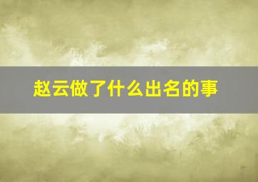 赵云做了什么出名的事