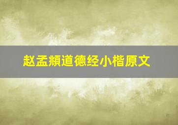 赵孟頫道德经小楷原文