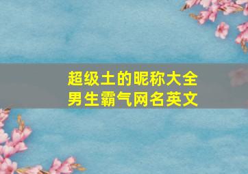 超级土的昵称大全男生霸气网名英文