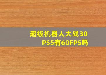 超级机器人大战30PS5有60FPS吗