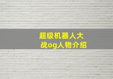 超级机器人大战og人物介绍