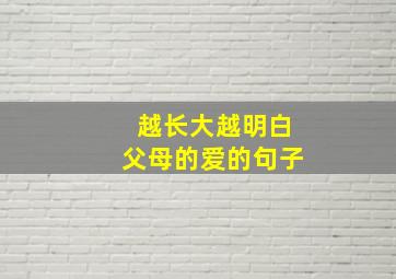 越长大越明白父母的爱的句子