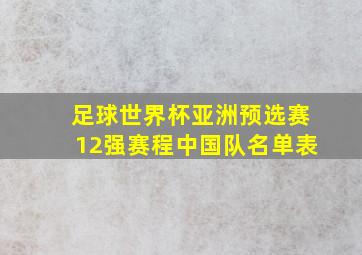 足球世界杯亚洲预选赛12强赛程中国队名单表