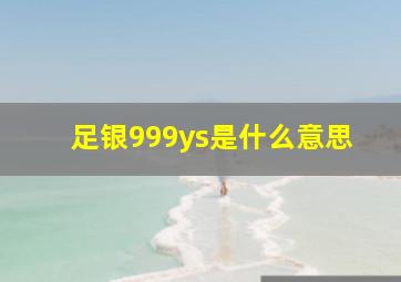 足银999ys是什么意思