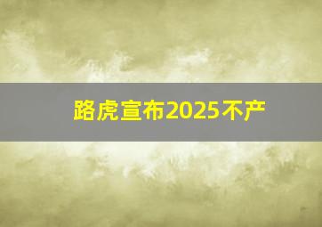 路虎宣布2025不产