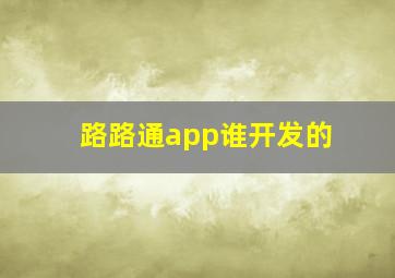 路路通app谁开发的